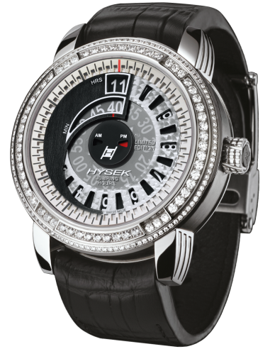 Io 47mm Jumping Hour in steel with set bezel