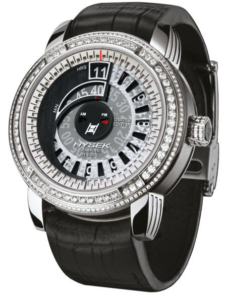 Io 47mm Jumping Hour in steel with set bezel