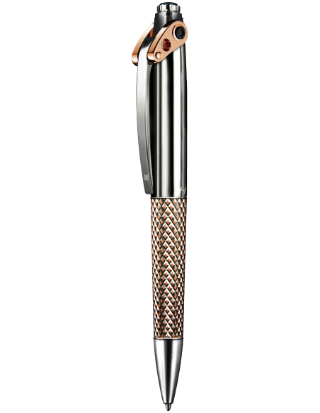 Abyss pen with plated rose gold diamond-shape guilloché