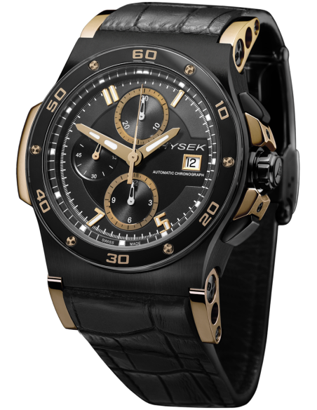 Abyss 44mm Chronograph, black titanium and rose gold, black sapphire bezel