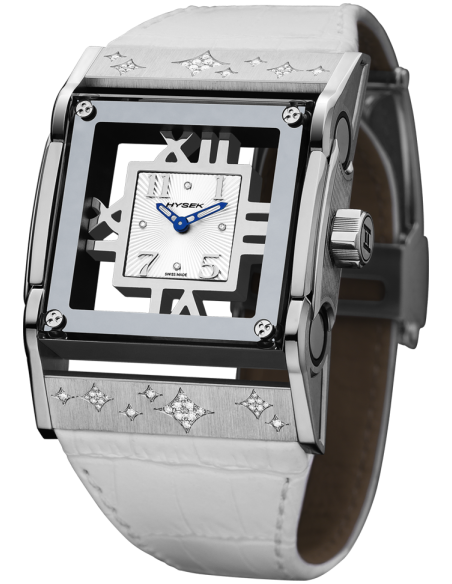 Furtif 37mm in steel, white dial, star setting