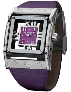 Furtif 37mm in steel, purple dial, star setting