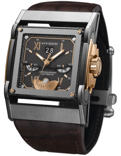 Furtif 44mm Chronograph Grande Date in Rose Gold & Titanium grey dial brown strap