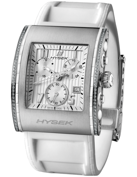 Kilada 34mm Quartz Chronograph in Steel, white dial and diamonds